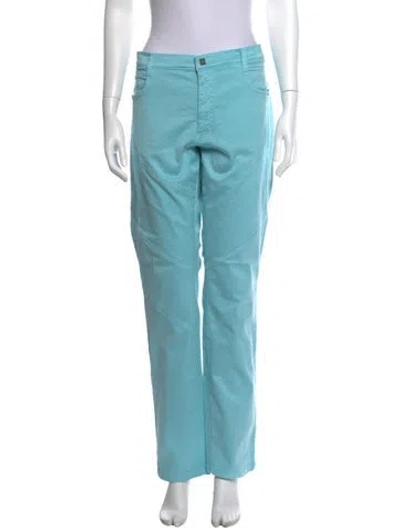 Pre-owned Versace Straight Leg Pants W/ Tags In Blue