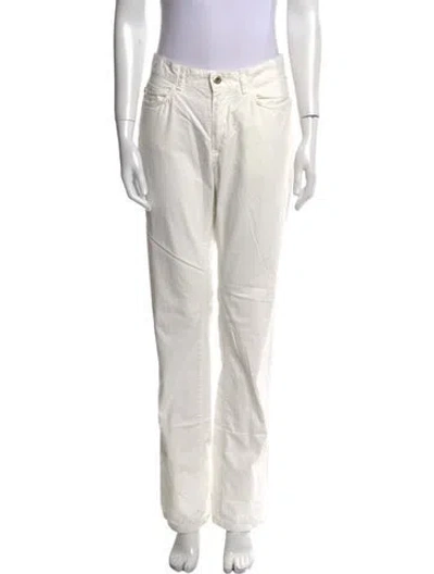Pre-owned Versace Straight Leg Pants In White
