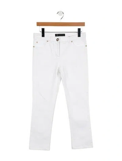 Pre-owned Versace Straight Leg Pants In White
