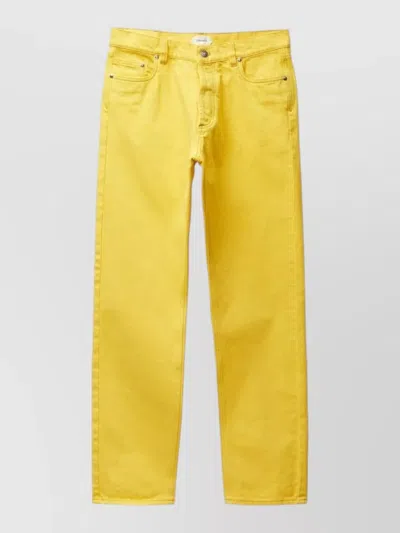 Versace Straight Leg Trousers Chain Detail Pockets In Yellow