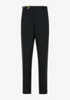 Versace Straight-leg Wool Blend Pants In Black