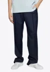 Versace Straight-leg Wool Tailored Pants In Navy