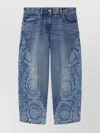 Versace Straight Trousers With Belt Loops And Contrast Stitching In Blue