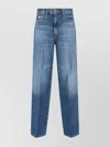 Versace Straight Trousers With Pockets And Loops In Blue