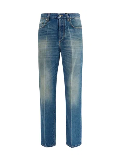 Versace Straight-leg Cotton Denim Jeans In Blue