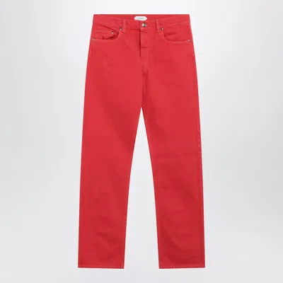 Versace Straight-leg Cotton Denim Jeans In Red