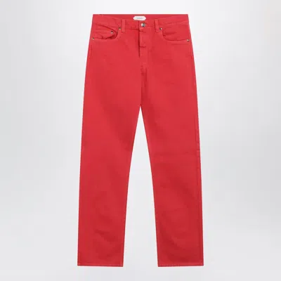 Versace Straight-leg Cotton Denim Jeans In Red