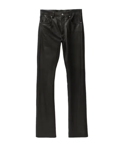 Versace Straight-leg Leather Trousers In Black