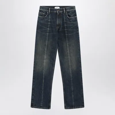Versace Straight-leg Stonewashed Cotton Denim Jeans In Blue