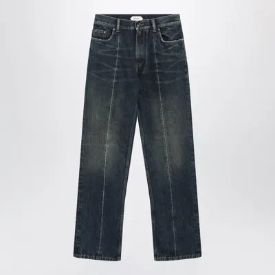 Versace Straight-leg Stonewashed Cotton Denim Jeans In Blue
