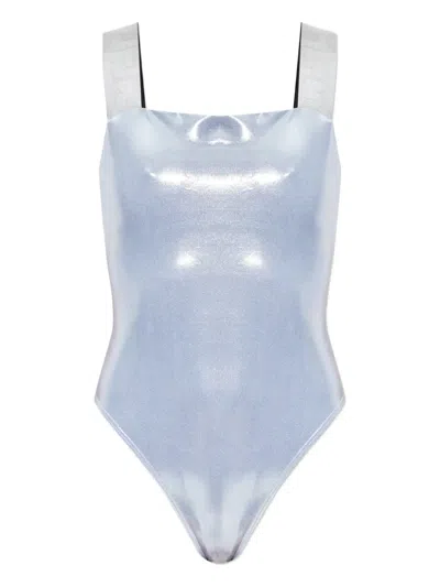 Versace Strap-detail Swimsuit In Blue
