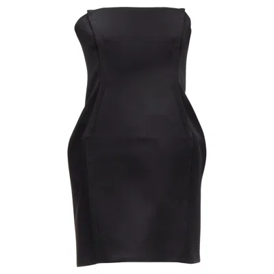 Versace Strapless Corseted Fitted Mini Dress In Black