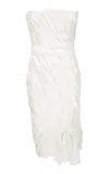 Versace Strapless Enver-satin Midi Dress In White