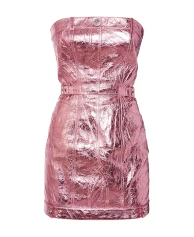 Versace Strapless Mini Dress In Pink