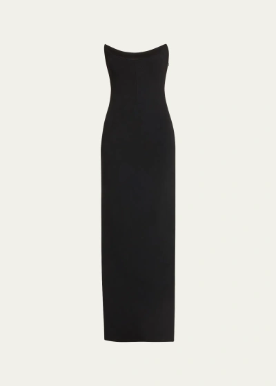 Versace Strapless Techno Bonded Granite Gown In Black