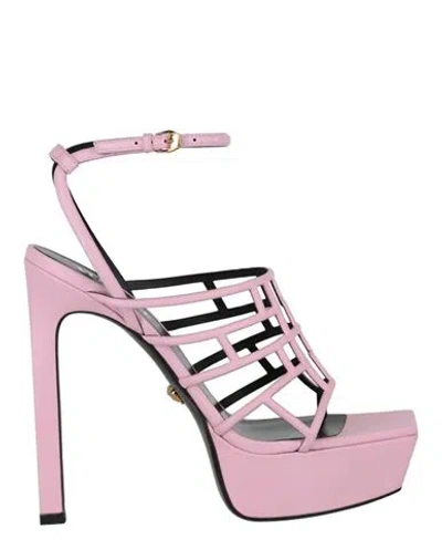 Versace Strappy Heeled Platform Sandals Woman Sandals Pink Size 8 Calfskin