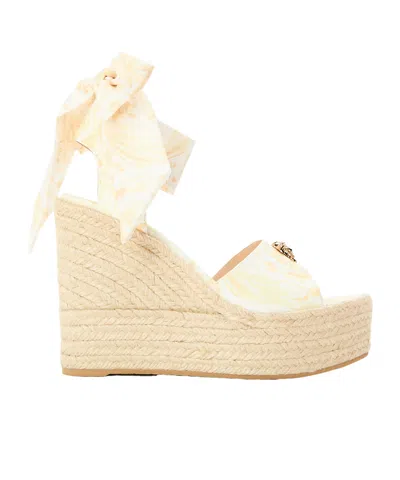 Versace La Medusa Wedge Sandals In Multi