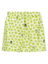 Versace Silk Twill Shorts With Strawberry Garden Print In Green