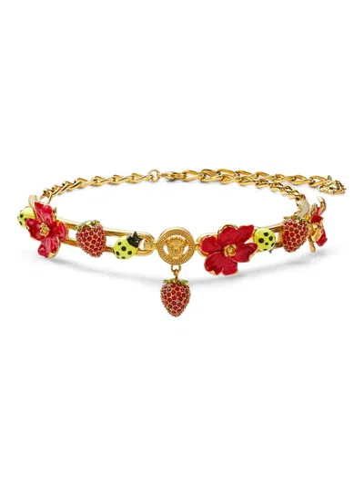 Versace Strawberry Garden Choker Necklace In Gold