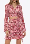 Versace Strawberry Garden Cover-up Pleated Top In Red
