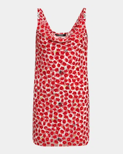 Versace Strawberry Garden Mini Dress In Red