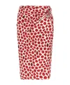 Versace White & Red Strawberry Garden Midi Skirt In Pink