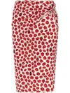 Versace White & Red Strawberry Garden Midi Skirt In Red