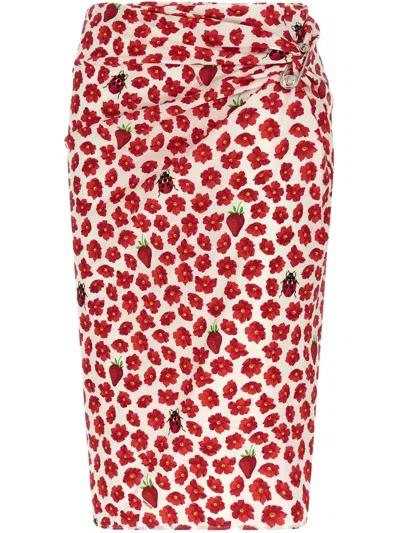 VERSACE STRAWBERRY GARDEN MIDI SKIRT
