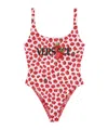 Versace Strawberry Garden Barocco Reversible One-piece Swimsuit In Red