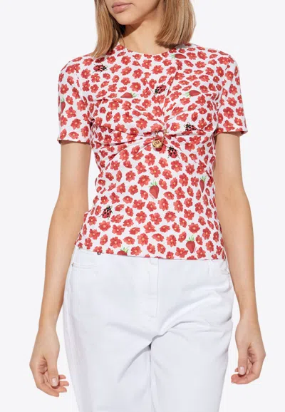 VERSACE STRAWBERRY GARDEN SAFETY PIN BLOUSE