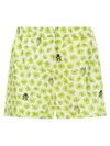 Versace Silk Twill Shorts With Strawberry Garden Print In Green