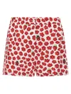 Versace 'floral Ladybug Strawberry' Elastic Waistband Shorts In Multicolor