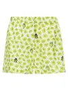 Versace Silk Twill Shorts With Strawberry Garden Print In Green