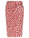 Versace White & Red Strawberry Garden Midi Skirt In Multicolor