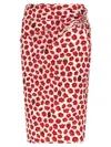 Versace White & Red Strawberry Garden Midi Skirt
