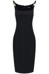 Versace Square-neck Sleeveless Responsible Techno Cady Stretch Sheath Dress In Black