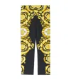 Versace Stretch-cotton Barocco Leggings In Yellow