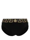 Versace Set Di Slip In Cotone Stretch Nero Uomo In Black