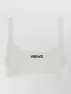 Versace Stretch Cotton Bra Scoop Neckline Ribbed In White