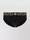 Versace Stretch Cotton Brief Set With Geometric Pattern In Black