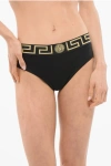 Versace Stretch Cotton Briefs With Logoed Elastic Band In Black