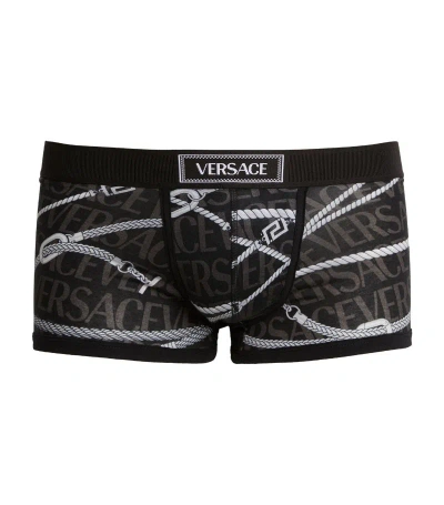 Versace Stretch-cotton Patterned Trunks In Multi