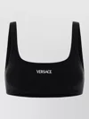 Versace Stretch Cotton Scoop Neck Bra Top In Black