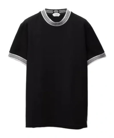 Versace Stretch Cotton-jersey Slim T-shirt In Black