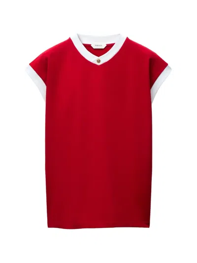 Versace T-shirt Slim En Jersey De Coton Stretch In Red