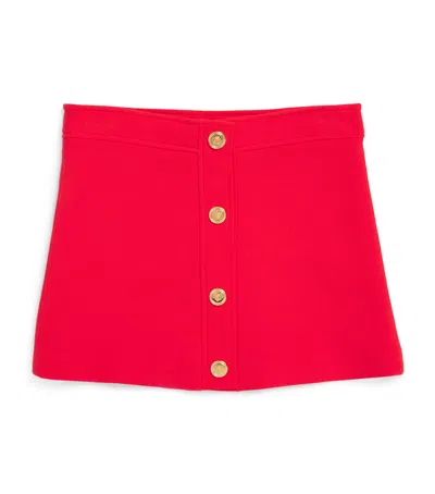 Versace Kids' Stretch-crepe Button-embellished Skirt In Red
