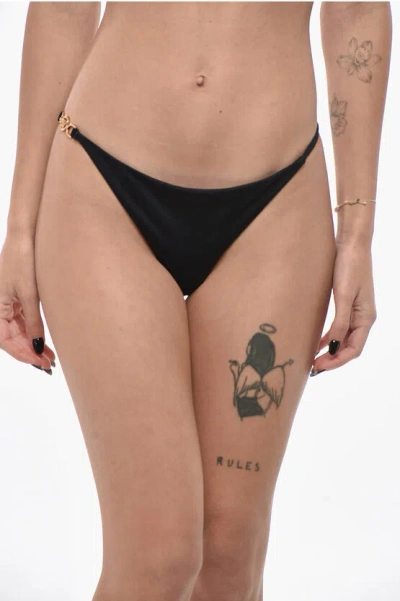 Versace Stretch Fabric Bikini Bottom With Logoed Detail In Multi