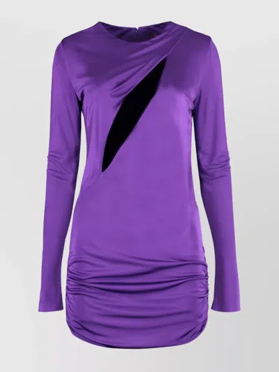 VERSACE STRETCH FABRIC MINI DRESS WITH RUCHED CUT-OUTS