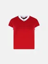 Versace Cotton V Neck Top Short Sleeves Buttons In Red