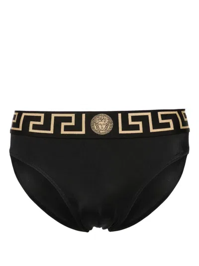 Versace Stretch Polyamide Swim Briefs With Greek Motif